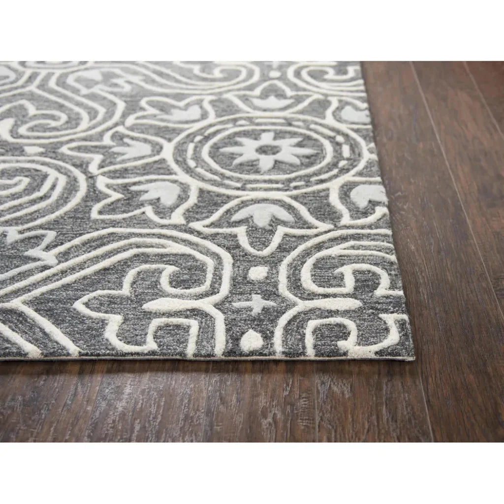 Cast Medallion Gray Large Area Rugs For Living Room -- gray