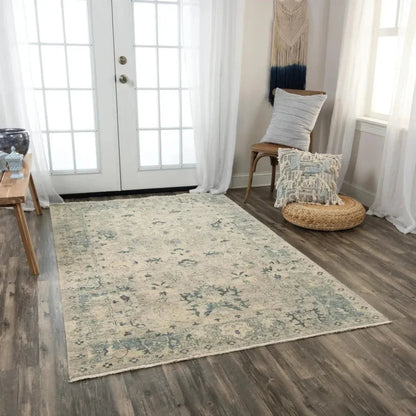 Auda Floral Beige/ Blue Large Area Rugs For Living Room -- beige