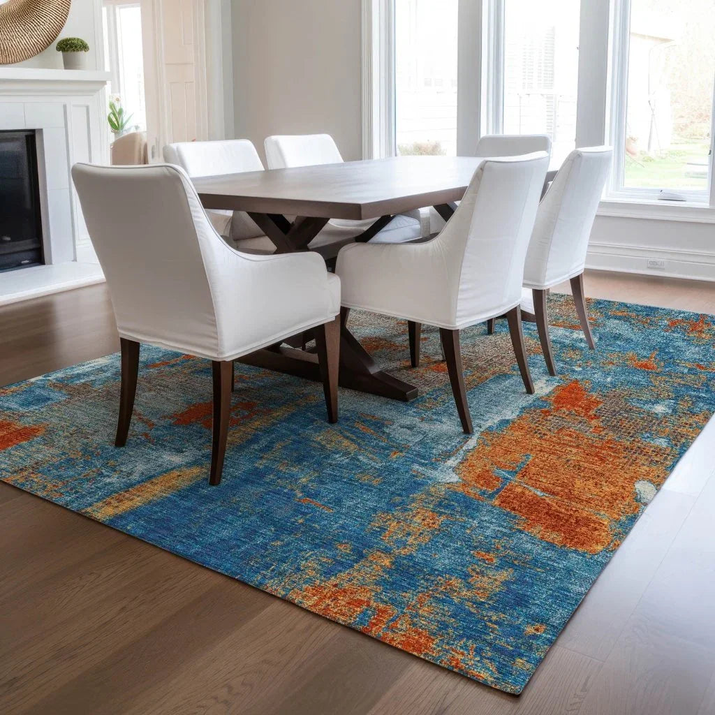 Aria Navy Washable Indoor-Outdoor Rug -- navy