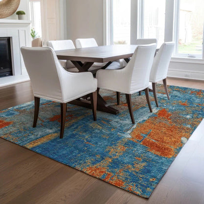 Aria Navy Washable Indoor-Outdoor Rug -- navy
