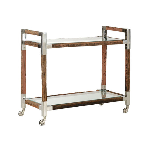 Wildwood Rustic Glam Wood Frame Bar Cart