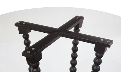 Susanna Wood and Glass Black Round Dining Table