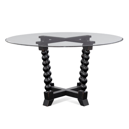 Susanna Wood and Glass Black Round Dining Table