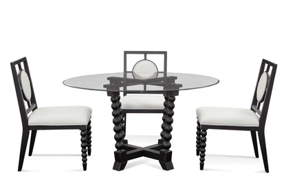 Susanna Wood and Glass Black Round Dining Table