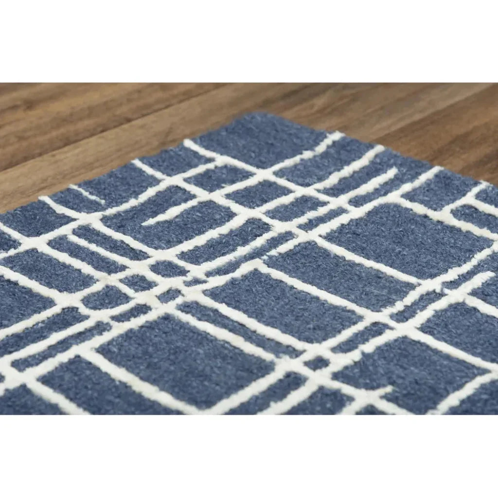 Baar Geometric Blue Area Rugs For Living Room -- blue