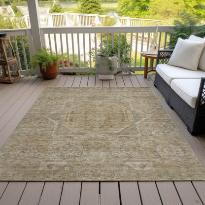 Iriir Tan Washable Indoor-Outdoor Rug -- tan