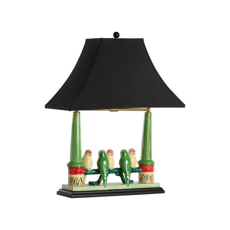 Wildwood Budgies Hand Painted Glazed Ceramic Table Lamp