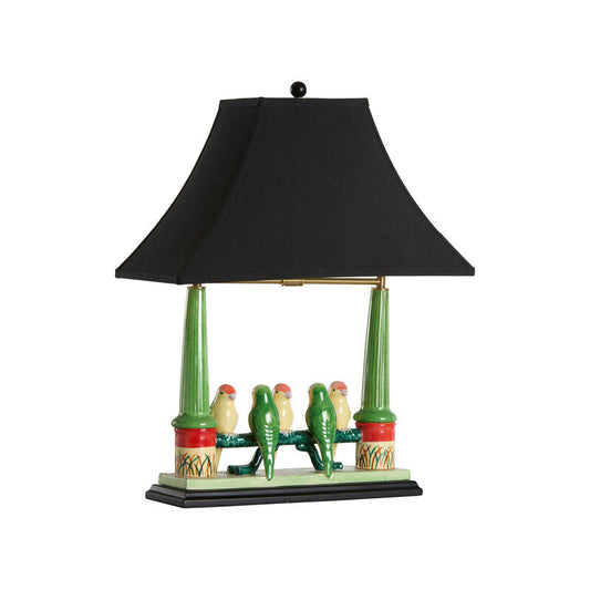 Wildwood Budgies Hand Painted Glazed Ceramic Table Lamp