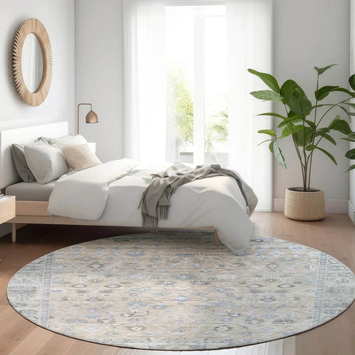 Laeel Beige Washable Indoor-Outdoor Rug
