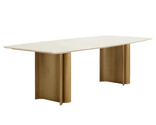 94.5" Astara Marble Topped Rectangular Dining Table