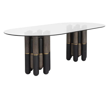 SUNPAN 94.5" Yanna Glass Top Oval Dining Table
