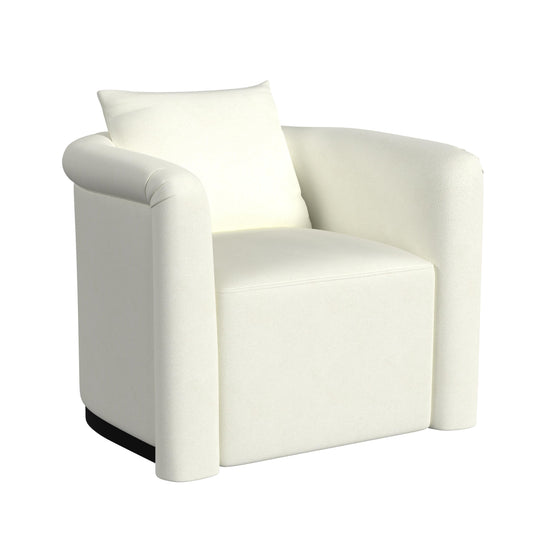 Kloe Wood and Fabric White Accent Arm Chair