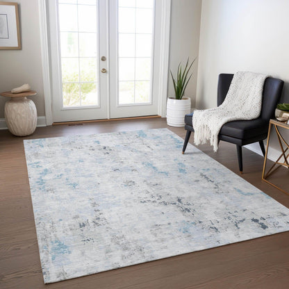 Jaelaris Blue Washable Indoor-Outdoor Rug -- blue