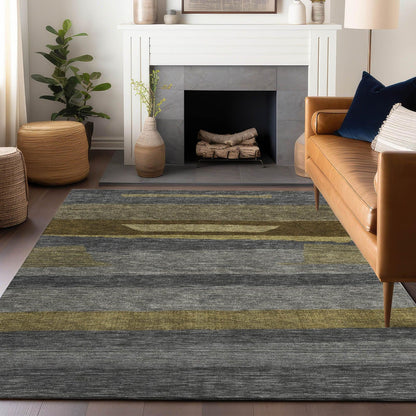 Haelora Gray Washable Indoor-Outdoor Rug -- gray