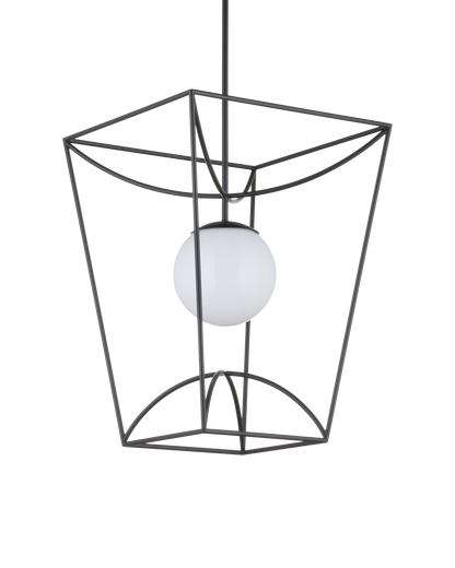 28 in. Rochefort Metal and Glass Black Lantern