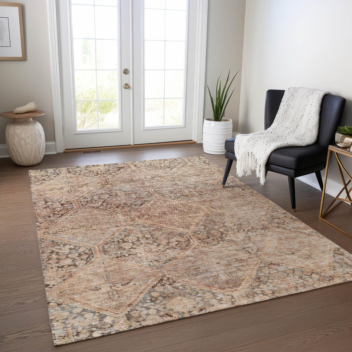 Iriius Orange Washable Indoor-Outdoor Rug -- view 2
