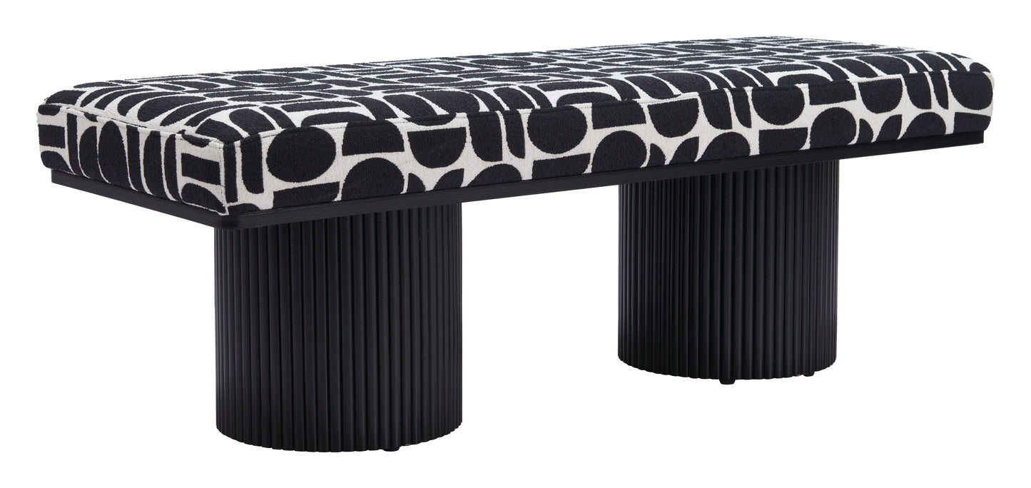 Botoia Wood Black Bench with Plush Fabric