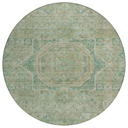 Iriir Green Washable Indoor-Outdoor Rug