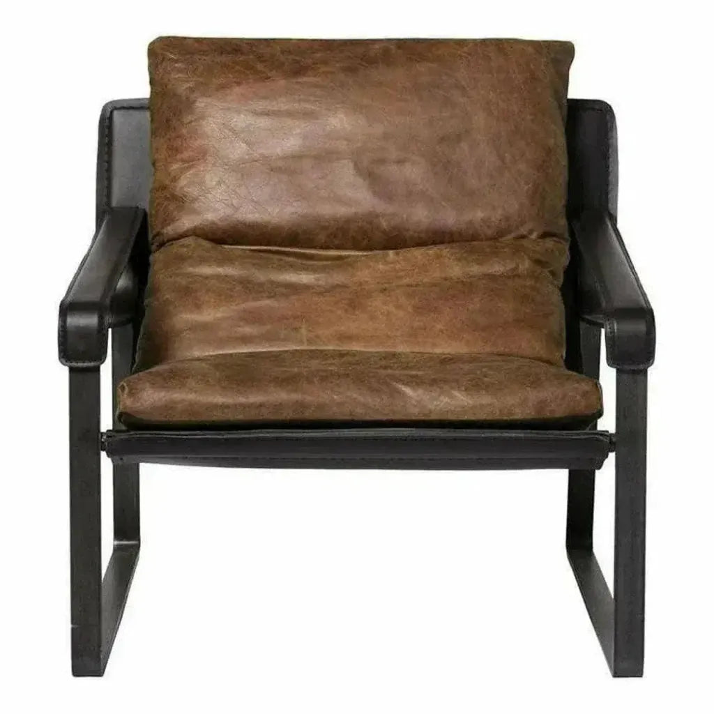 Connor Brown Leather Slipper Chair -- view 2
