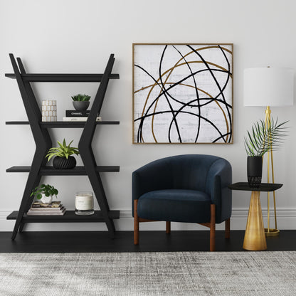 Bassett Mirror Higgins Wood Navy Accent Arm Chair