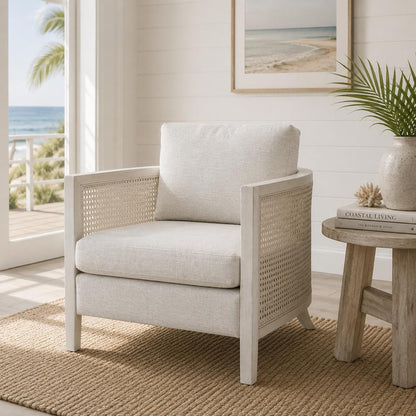 Mylo White Wood Accent Arm Chair - Heirloom Quality Wood - view 2