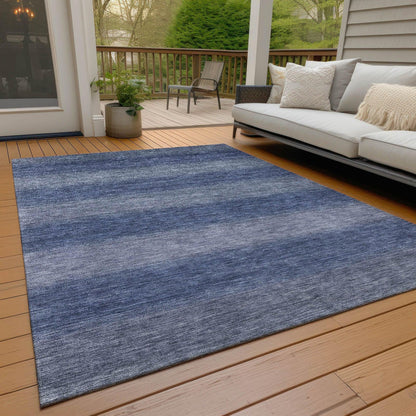 Haelius Blue Washable Indoor-Outdoor Rug -- blue