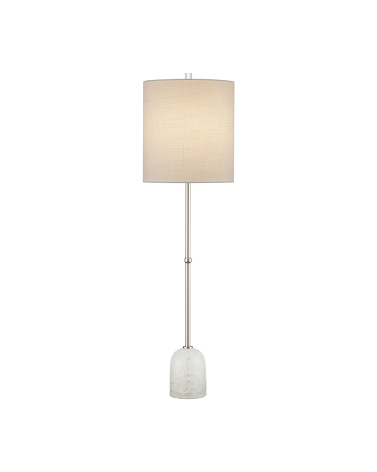 Craquelle Metal and Glass Silver Table Lamp