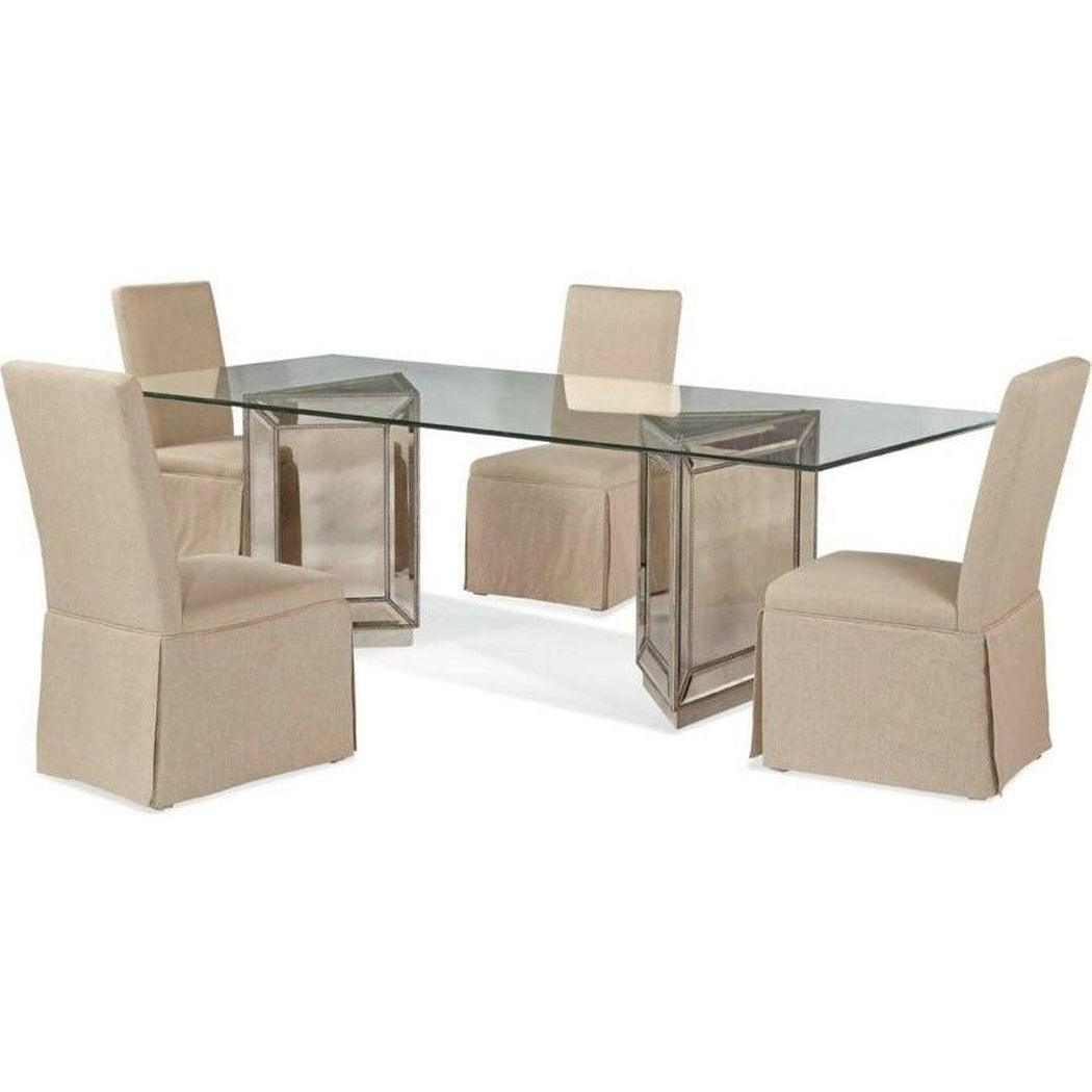 96" Glass Top Mirrored Double Pedestal Dining Table Dining Tables Sideboards and Thangs By Bassett Mirror