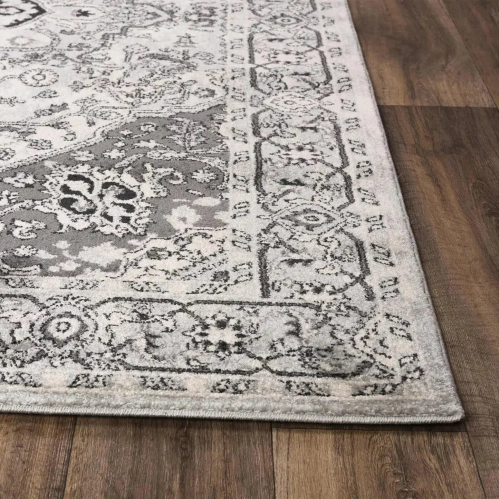 Cian Medallion Gray Kitchen Hallway Runner Rug -- gray