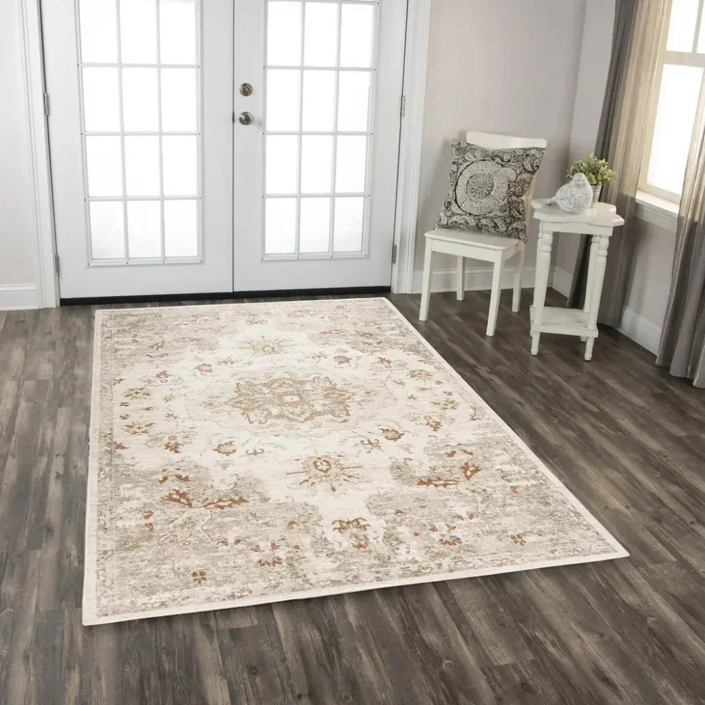 Deva Medallion Rust Large Area Rugs For Living Room -- rust