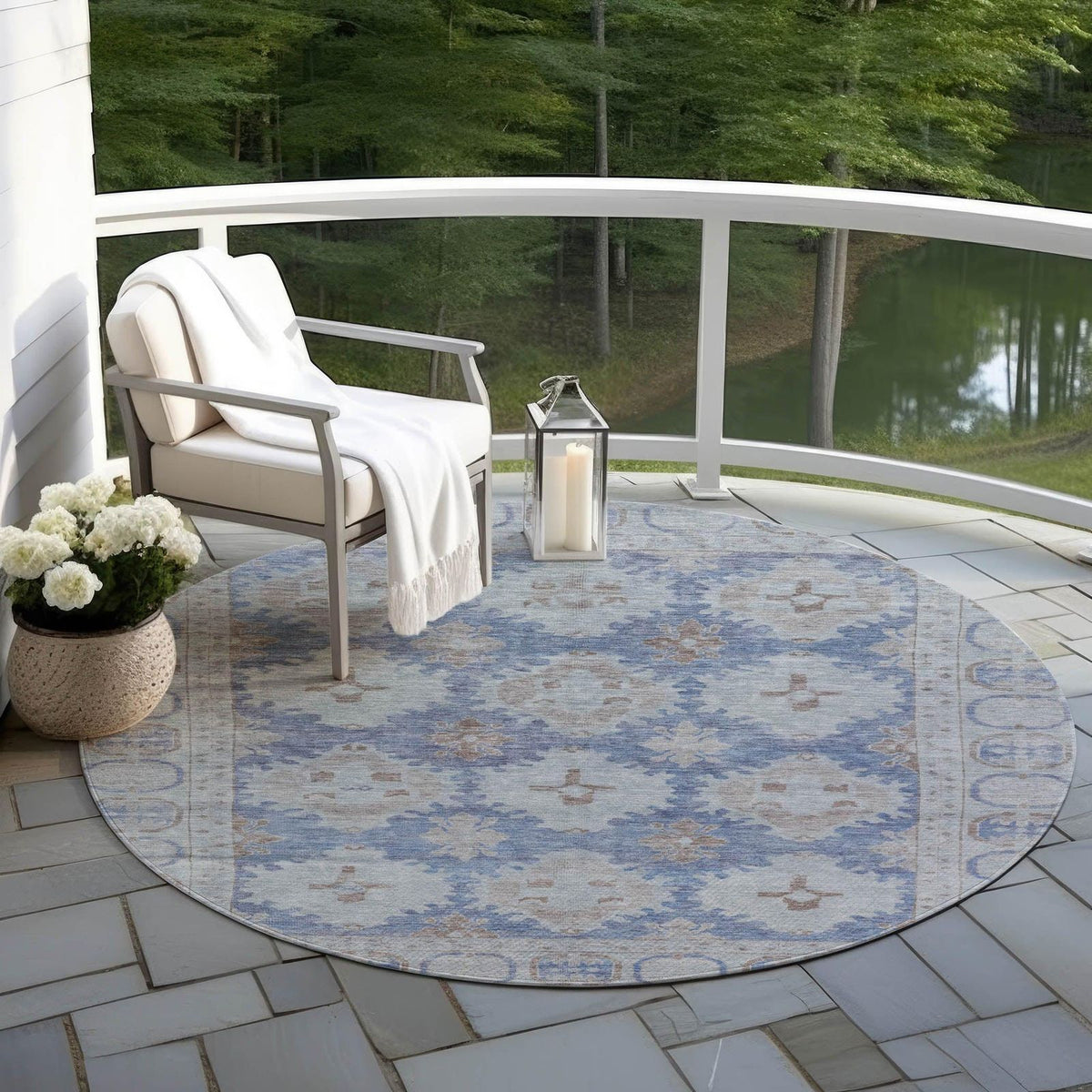 Jaelora Blue Washable Indoor-Outdoor Rug