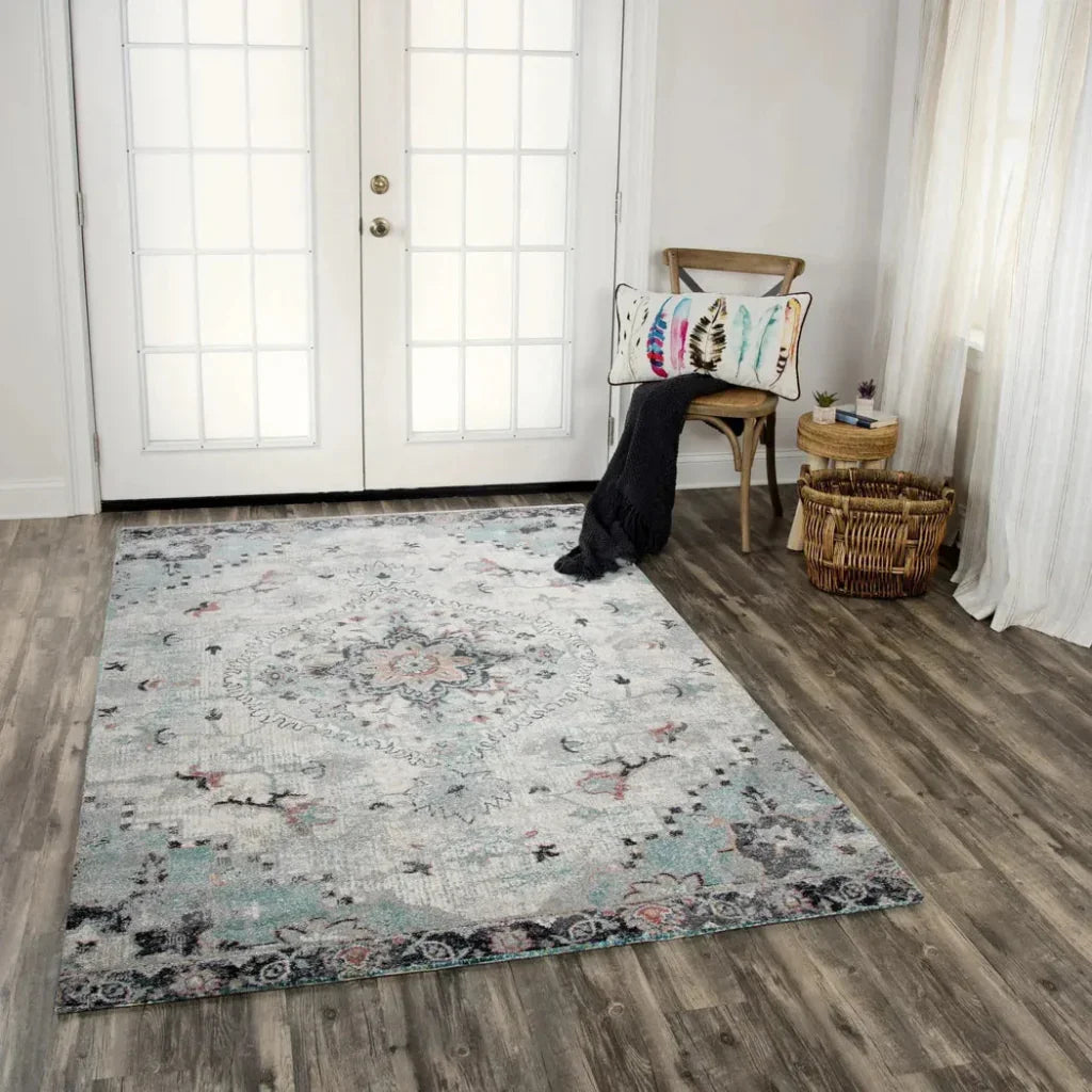 Chuk Medallion Gray Kitchen Hallway Runner Rug -- gray