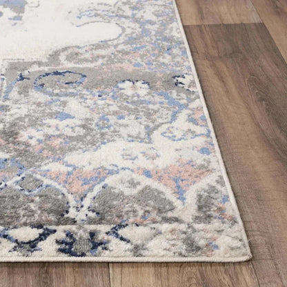 Damp Medallion Blue Kitchen Hallway Runner Rug -- blue