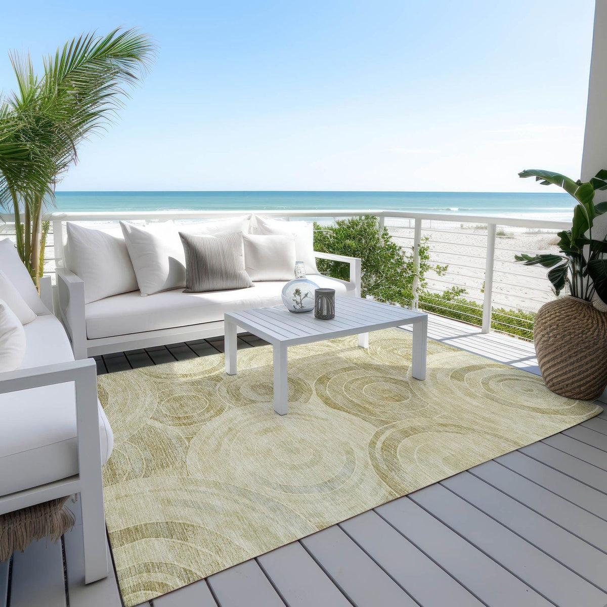 Jaelain Gold Washable Indoor-Outdoor Rug -- gold
