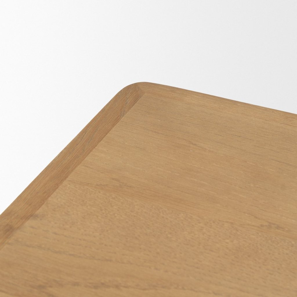 Tino 55.1"L Light Brown Solid Oak Wood 4-Drawer Desk -- Light Brown