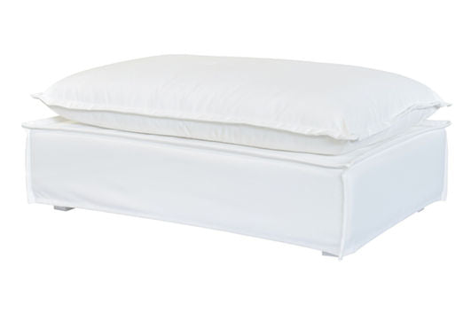 Jason White Fabric Slipcover Outdoor Ottoman -- White