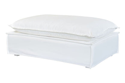 Jason White Fabric Slipcover Outdoor Ottoman -- White