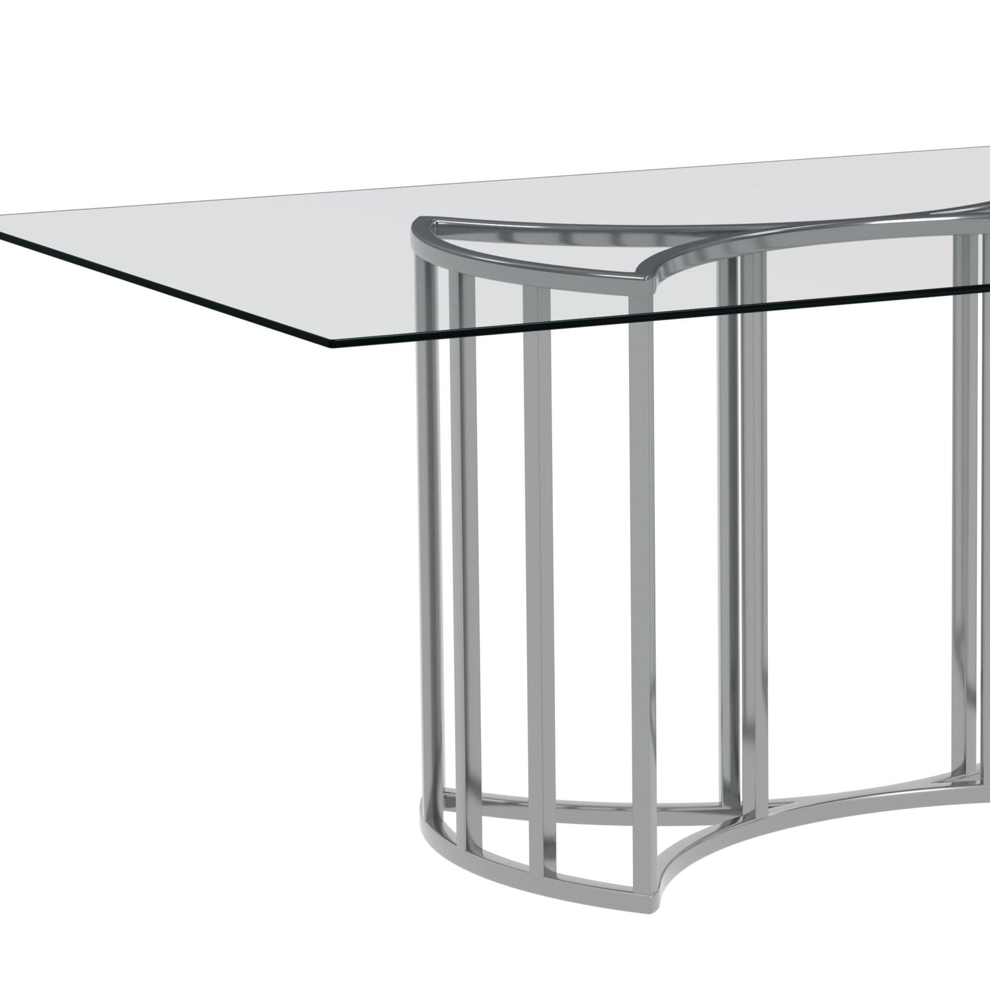 Sophia Chrome and Glass Silver Rectangular Dining Table