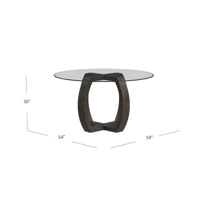 Kellan Rubber Wood and Glass Black Round Dining Table