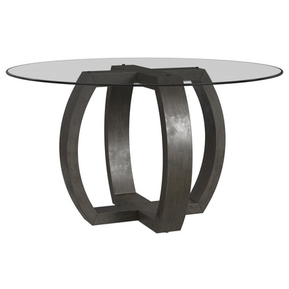 Kellan Rubber Wood and Glass Black Round Dining Table