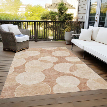 Jaelanor Orange Washable Indoor-Outdoor Rug