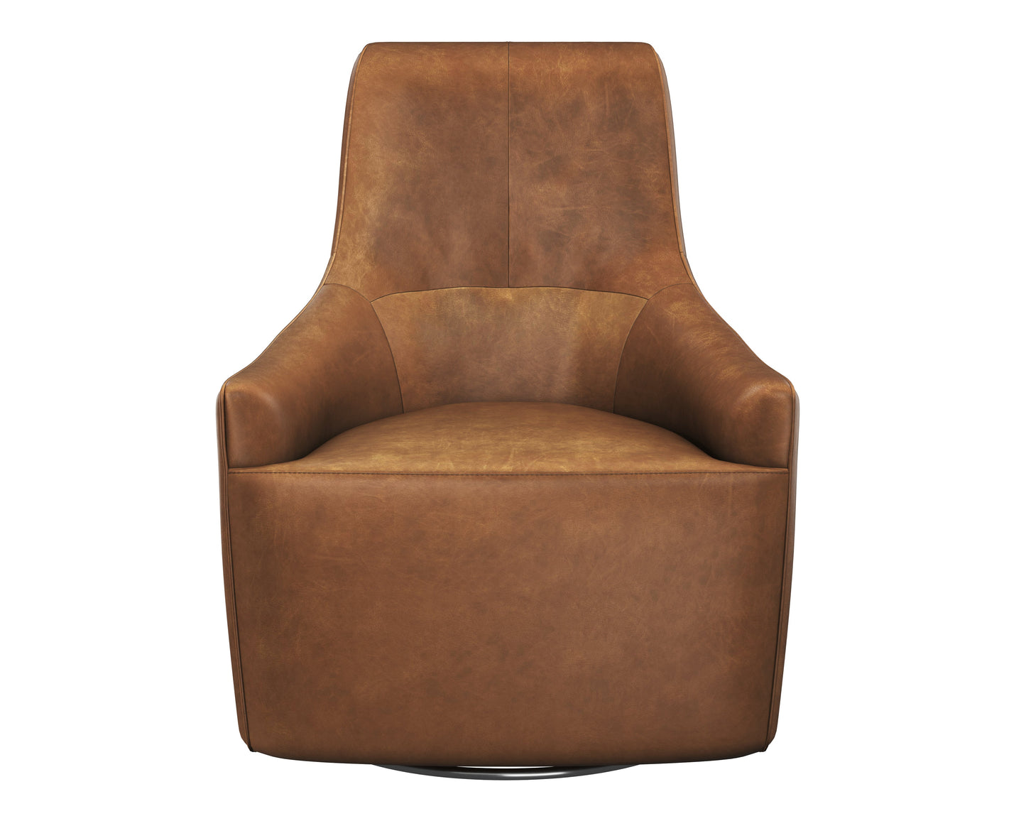 Carmine Swivel Lounge Chair In Cognac Leather