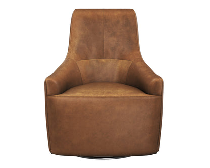 Carmine Swivel Lounge Chair In Cognac Leather