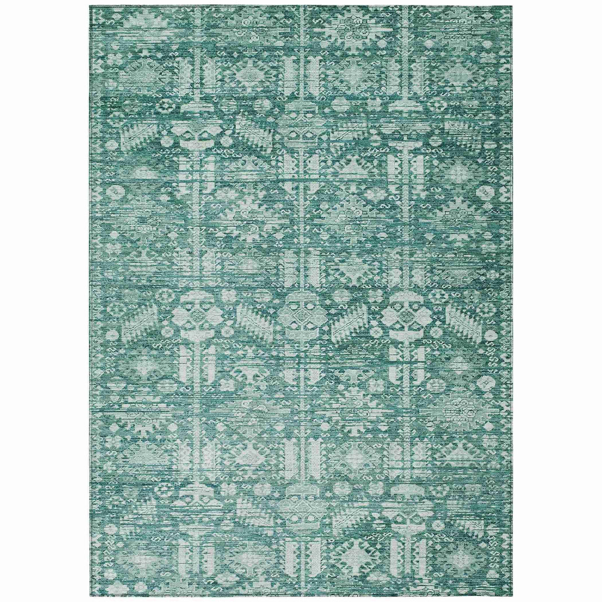 Laearis Teal Washable Indoor-Outdoor Rug