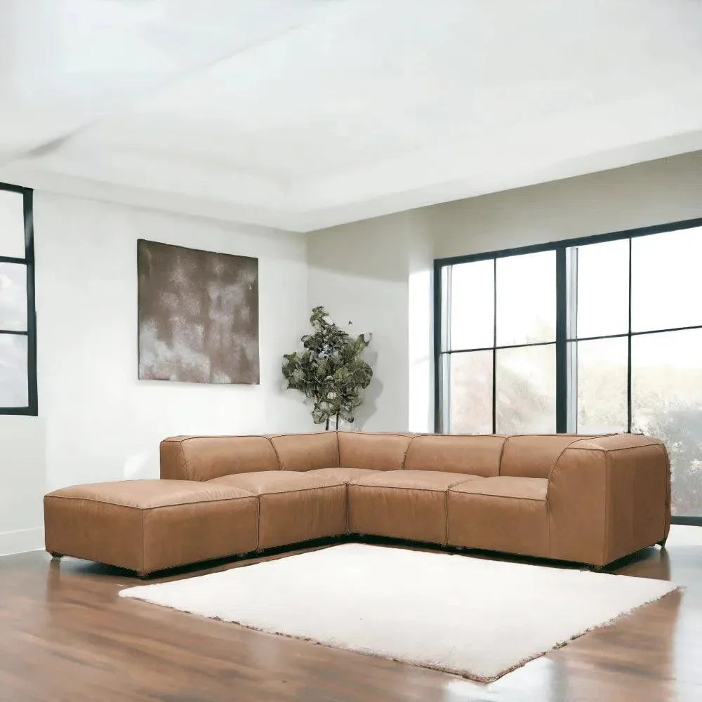 Form Tan Modular Leather Corner Chair Modular Component -- view 3