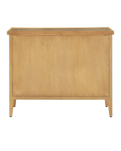 38 in. Santos Sea Sand Wood and Glass Brown Chest