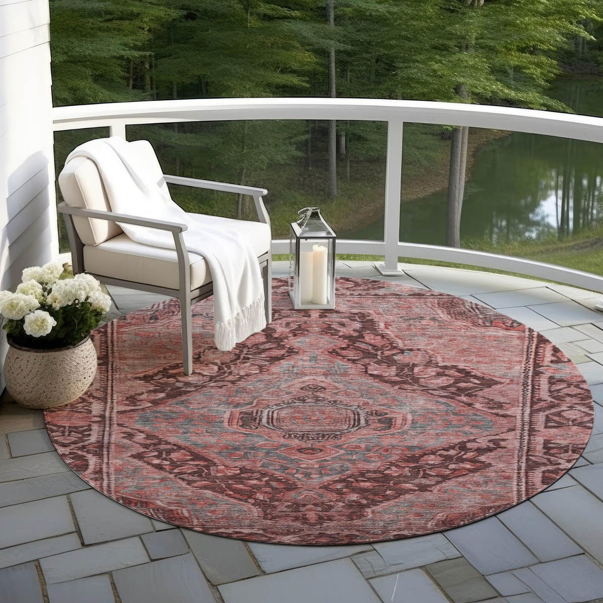 Kaelanor Orange Washable Indoor-Outdoor Rug