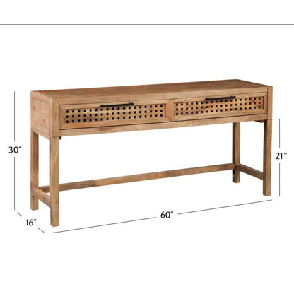 Pentak Wood Brown Rectangular Console Table - Heirloom Quality Wood - view 9