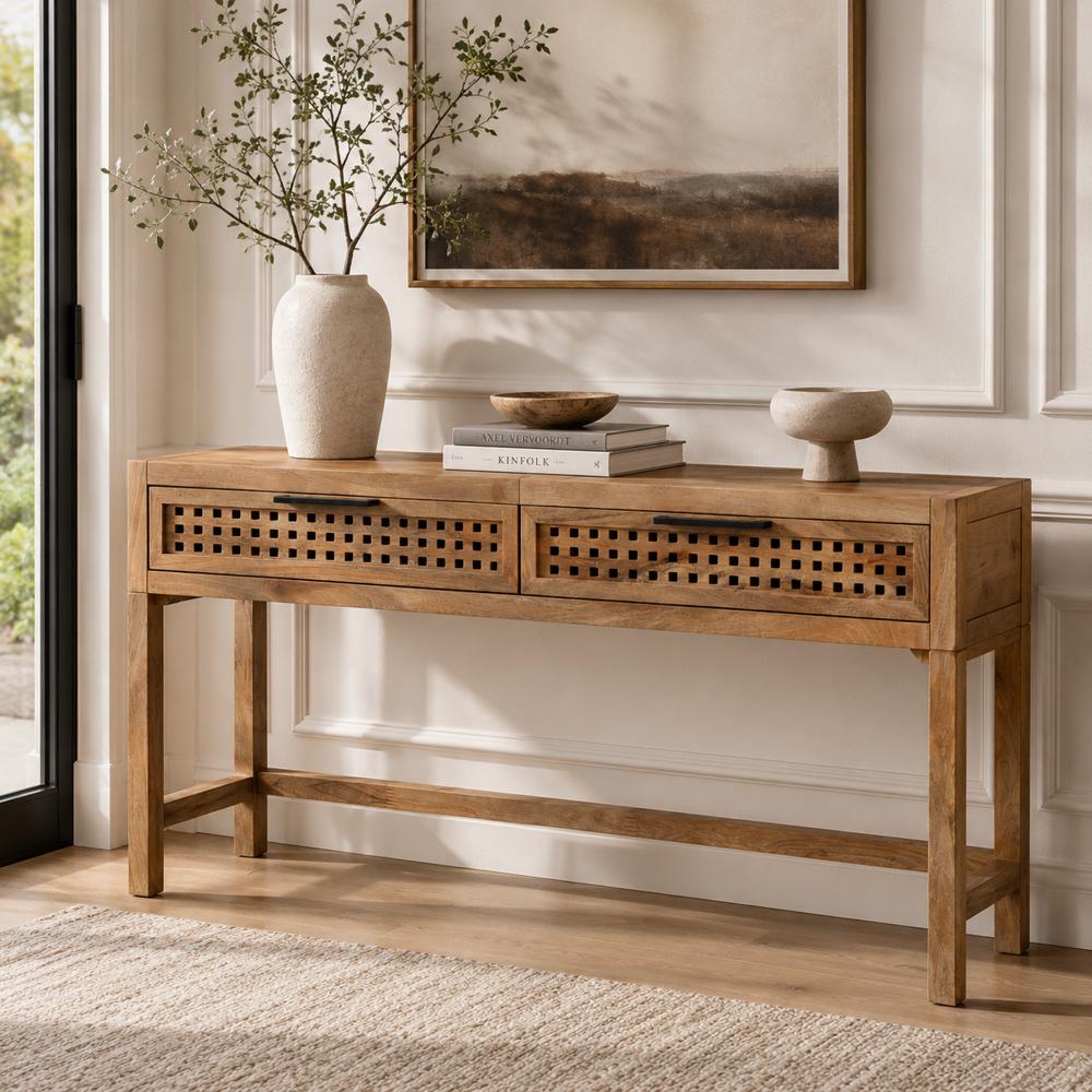 Pentak Wood Brown Rectangular Console Table - Heirloom Quality Wood - view 2