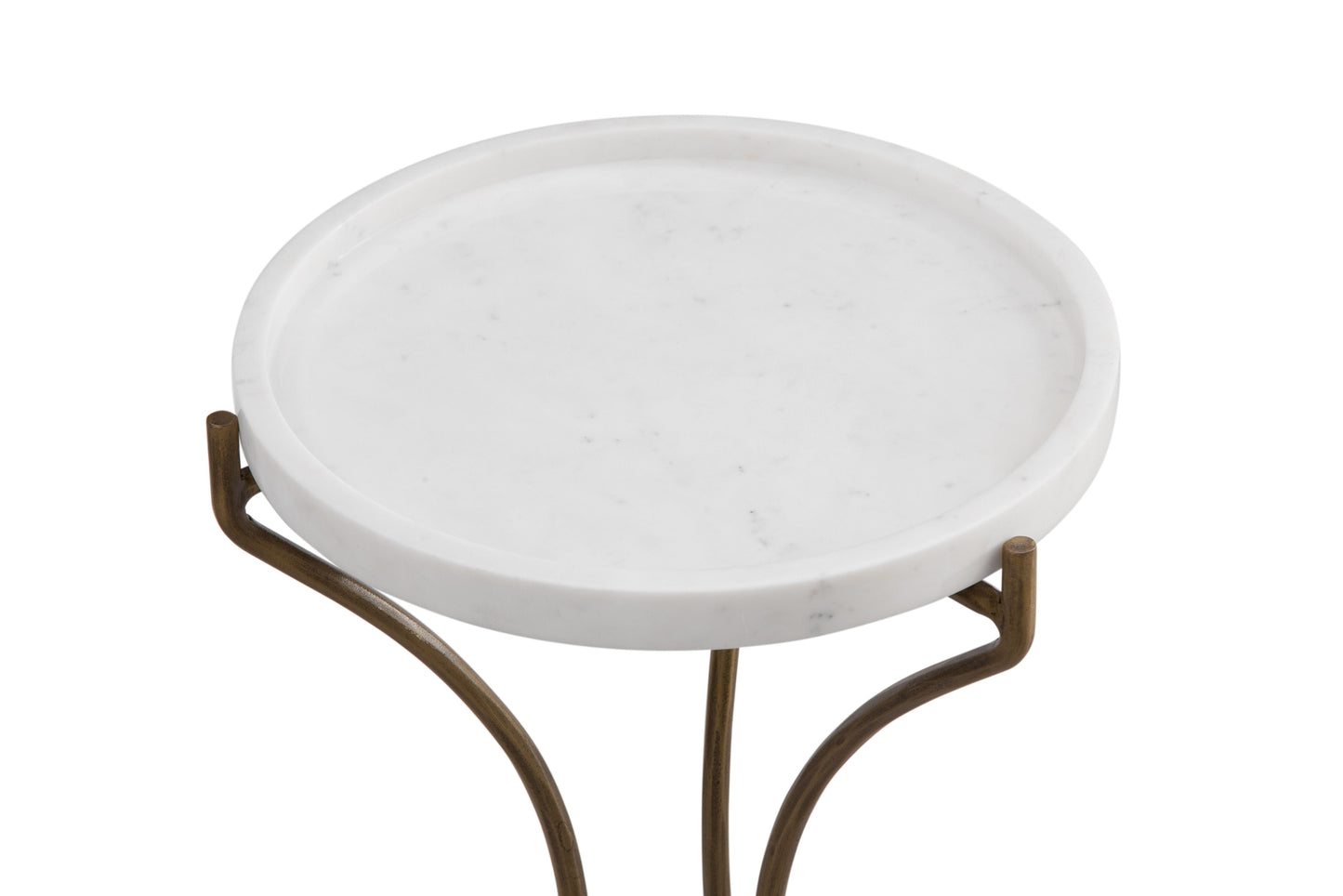 McGowan Iron and Marble White Round Accent Table